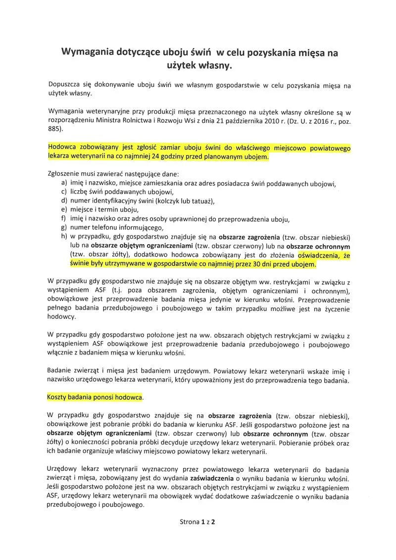 Sprzęt i przygotowania do uboju