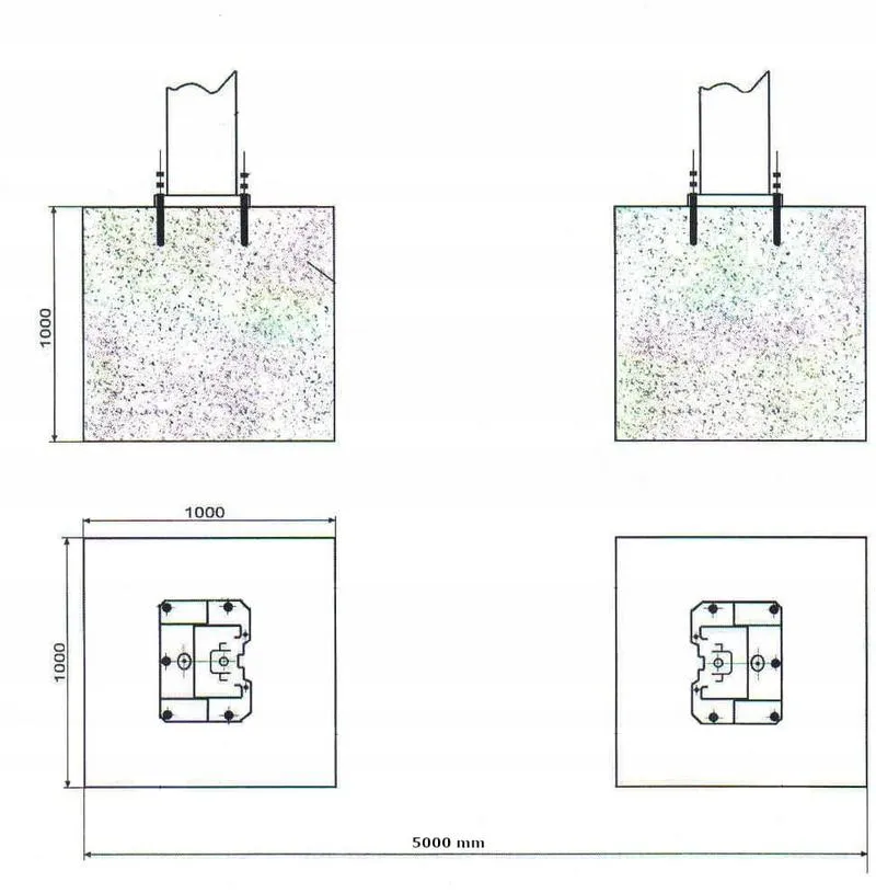 Wymiary fundamentu pod podnośnik dwukolumnowy